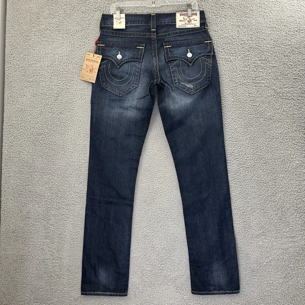 True Religion Geno Slim Jeans Flap‎ Back Pockets Lost Lagoon Denim Men's 31 x 34